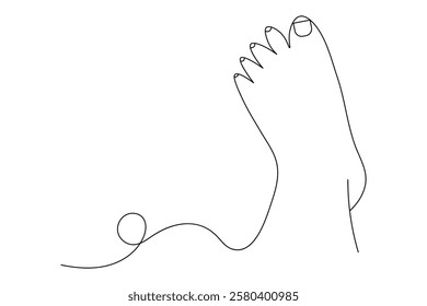 Foot sole continuous one line art of isolated outline vector flat  illustration