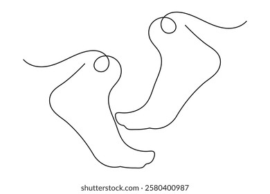 Foot sole continuous one line art of isolated outline vector flat  illustration