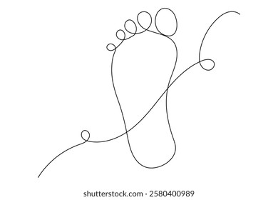 Foot sole continuous one line art of isolated outline vector flat  illustration