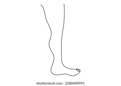 Foot sole continuous one line art of isolated outline vector flat  illustration