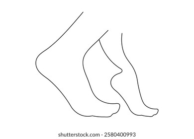 Foot sole continuous one line art of isolated outline vector flat  illustration