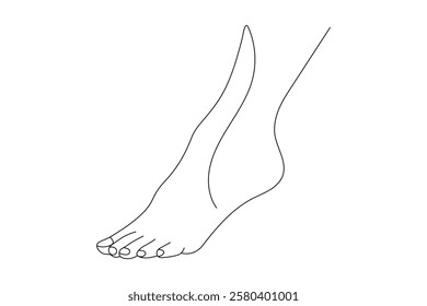 Foot sole continuous one line art of isolated outline vector flat  illustration