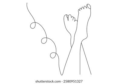 Foot sole Continuous one line art drawing of scissors vector illustration design

