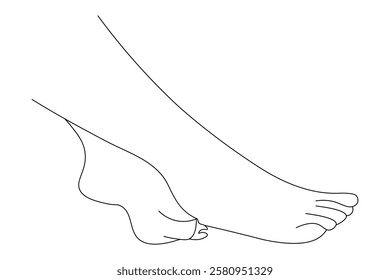 Foot sole Continuous one line art drawing of scissors vector illustration design

