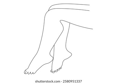 Foot sole Continuous one line art drawing of scissors vector illustration design

