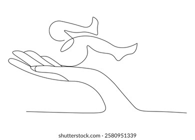 Foot sole Continuous one line art drawing of scissors vector illustration design

