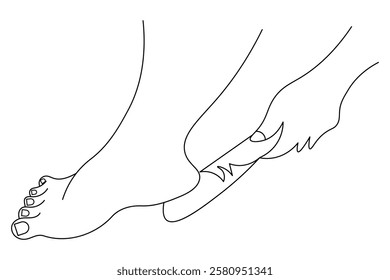 Foot sole Continuous one line art drawing of scissors vector illustration design

