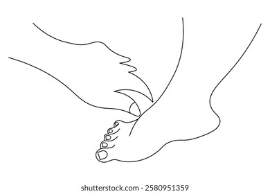 Foot sole Continuous one line art drawing of scissors vector illustration design

