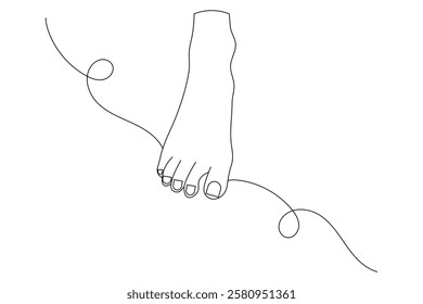 Foot sole Continuous one line art drawing of scissors vector illustration design

