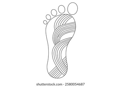 Foot sole continuous single line art of isolated outline vector drawing illustration 