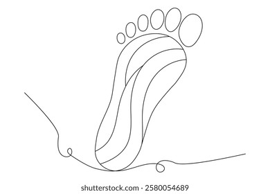 Foot sole continuous single line art of isolated outline vector drawing illustration 