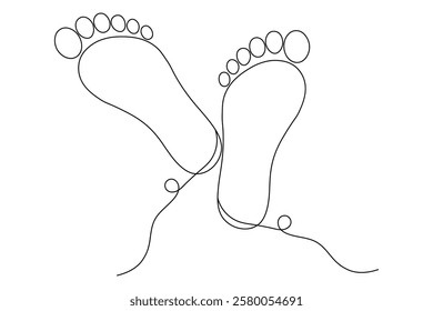 Foot sole continuous single line art of isolated outline vector drawing illustration 