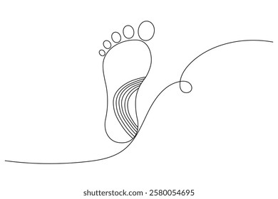 Foot sole continuous single line art of isolated outline vector drawing illustration 