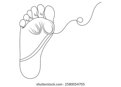 Foot sole continuous single line art of isolated outline vector drawing illustration 