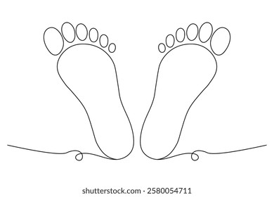 Foot sole continuous single line art of isolated outline vector drawing illustration 