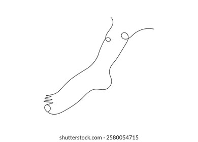 Foot sole continuous single line art of isolated outline vector drawing illustration 