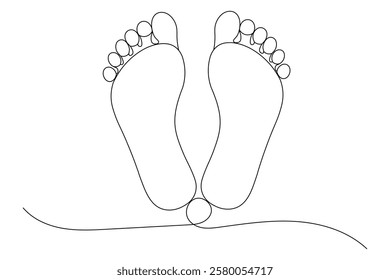 Foot sole continuous single line art of isolated outline vector drawing illustration 