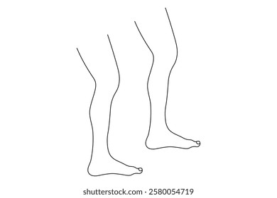 Foot sole continuous single line art of isolated outline vector drawing illustration 