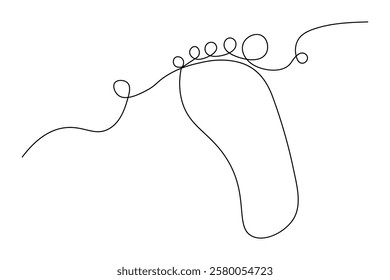 Foot sole continuous single line art of isolated outline vector drawing illustration 