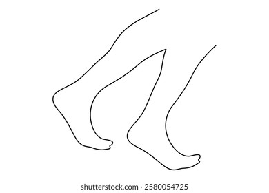 Foot sole continuous single line art of isolated outline vector drawing illustration 