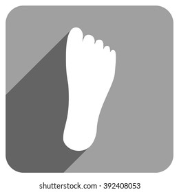 Foot Sole long shadow vector icon. Style is a flat foot sole iconic symbol on a gray square background.