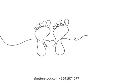 Foot sole one line vector illustration