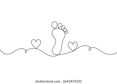 Foot sole one line vector illustration