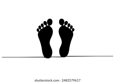 Foot sole silhouette drawing of isolated outline vector art illustration