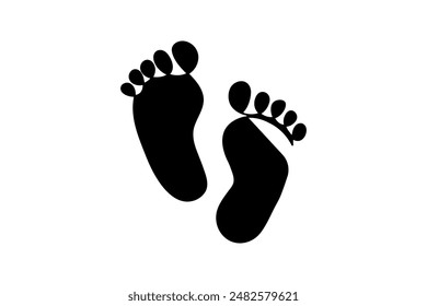 Foot sole silhouette drawing of isolated outline vector art illustration