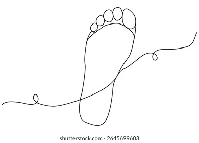 Desenho de linha única da sola do pé e ícone do vencedor do contorno do estilo minimalista