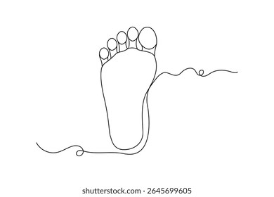 Desenho de linha única da sola do pé e ícone do vencedor do contorno do estilo minimalista