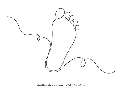Desenho de linha única da sola do pé e ícone do vencedor do contorno do estilo minimalista