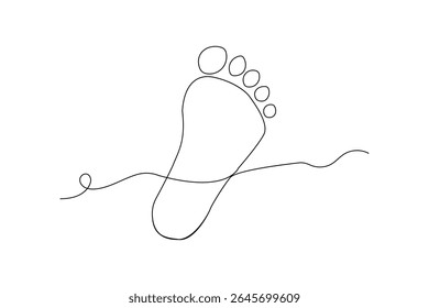Desenho de linha única da sola do pé e ícone do vencedor do contorno do estilo minimalista