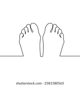 Foot sole single-line art on a white artboard elegantly captures the intricate shape of a foot’s sole, symbolizing movement and balance with a single continuous line.