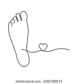 Foot sole single-line art on a white artboard elegantly captures the intricate shape of a foot’s sole, symbolizing movement and balance with a single continuous line.