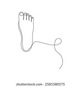 Foot sole single-line art on a white artboard elegantly captures the intricate shape of a foot’s sole, symbolizing movement and balance with a single continuous line.