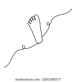 Foot sole single-line art on a white artboard elegantly captures the intricate shape of a foot’s sole, symbolizing movement and balance with a single continuous line.