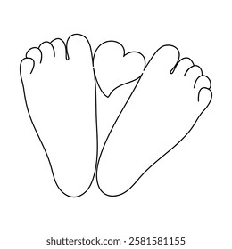 Foot sole single-line art on a white artboard elegantly captures the intricate shape of a foot’s sole, symbolizing movement and balance with a single continuous line.