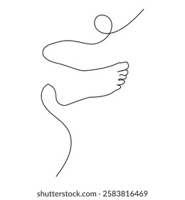 Foot sole single-line art on a white artboard beautifully portrays the simplicity and symmetry of a foot’s sole, using a single fluid line to express its natural form.