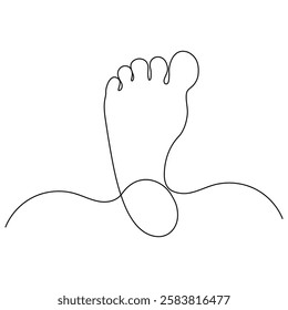 Foot sole single-line art on a white artboard beautifully portrays the simplicity and symmetry of a foot’s sole, using a single fluid line to express its natural form.