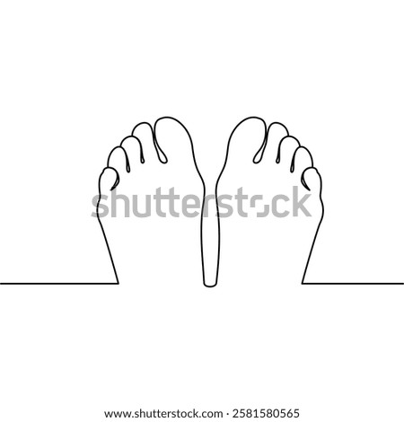 Foot sole single-line art on a white artboard elegantly captures the intricate shape of a foot’s sole, symbolizing movement and balance with a single continuous line.