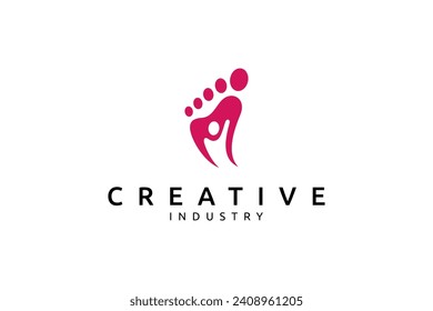 Foot soles logo design with happy people concept flat vector style