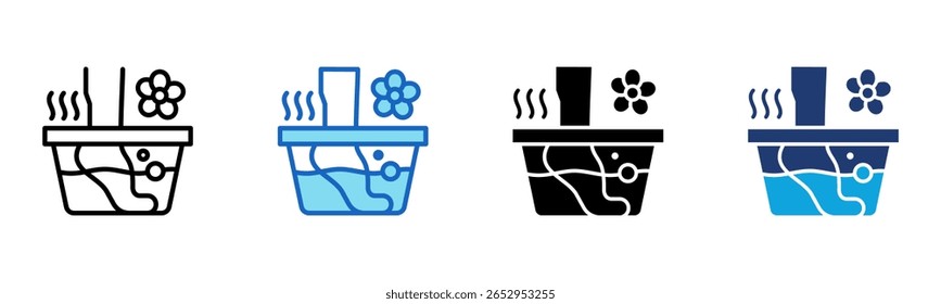 Ícone de pé Spa Ilustração de vetor de vários estilos