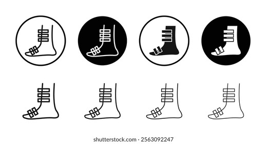 Foot splint icon Flat outline fill set collection