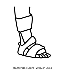 Foot splint linear logo mark in black and white