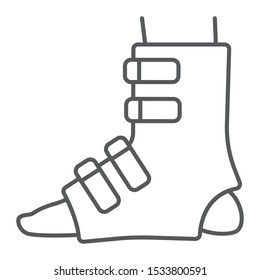 Foot splint thin line icon, orthopedic and medical, leg bandage sign, vector graphics, a linear pattern on a white background, eps 10.
