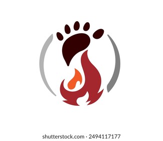 foot step hot fire energy logo design template