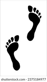 Foot step icon. Imprint, silhouette of a bare human foot. Vector illustration.