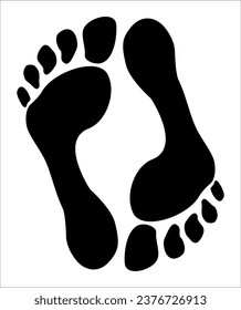 Foot step icon. Imprint, silhouette of a bare human foot. Vector illustration.