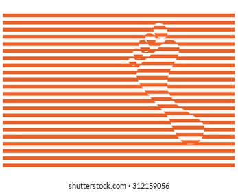 foot step on dislocations red stripes